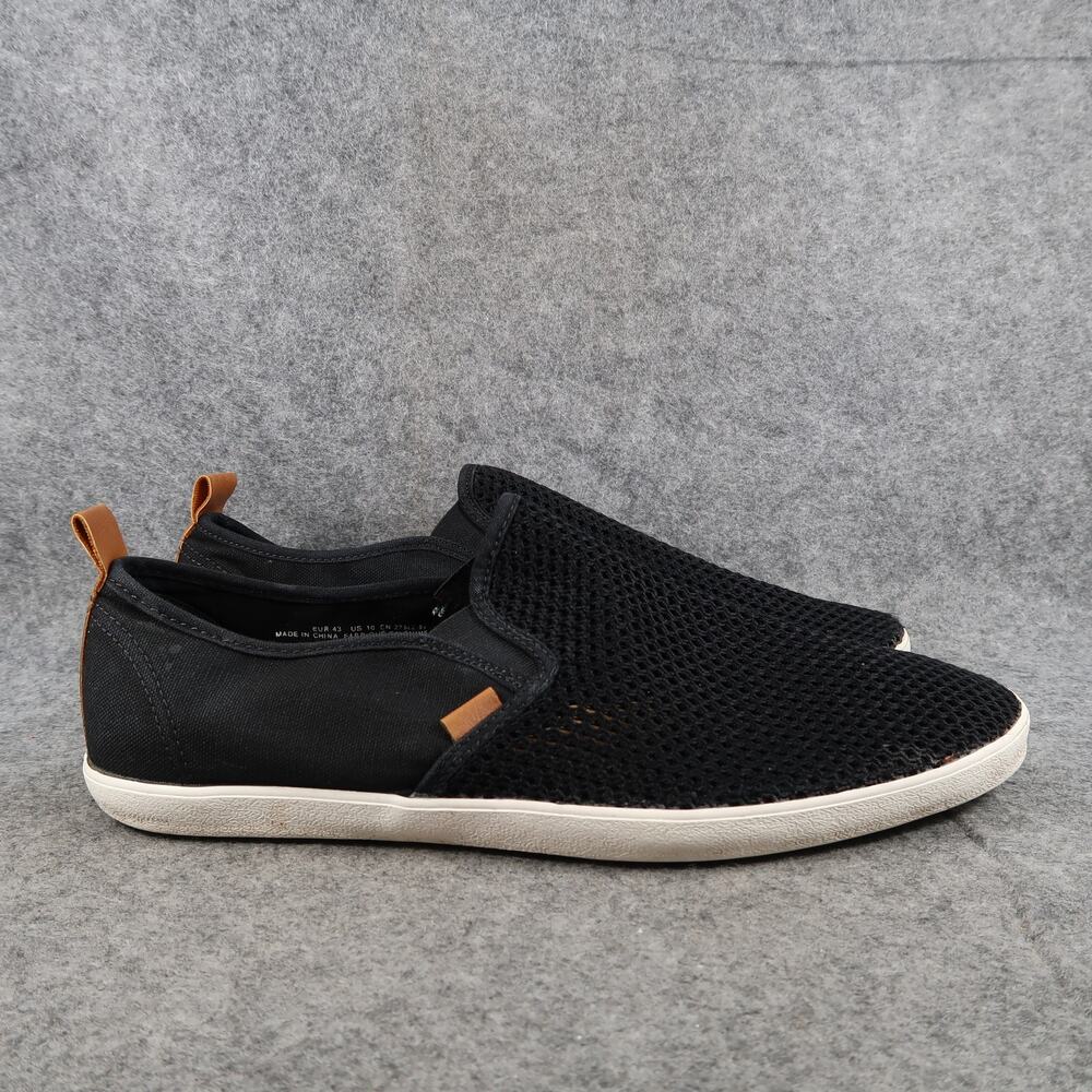 H&M Shoes Mens 10 Casual Slip On Sneakers Trainers Black Mesh Breathable Comfort